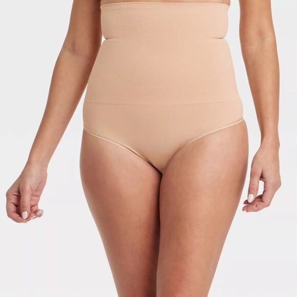 Auden Women's Medium Shaping Seamless High Waist Thong Pearl Tan Size Large - Picture 1 of 6